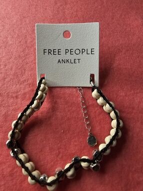 Free People Cream and Black Beaded Anklet Bracelet.EAST TO WEST ANKLET